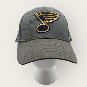 St. Louis Blues Gray Fitted Hat NHL Logo Embroidered Reebok Center Ice Cap L-XL